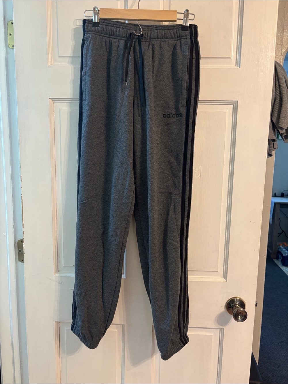 adidas Gray Joggers with Black Side Stripes
